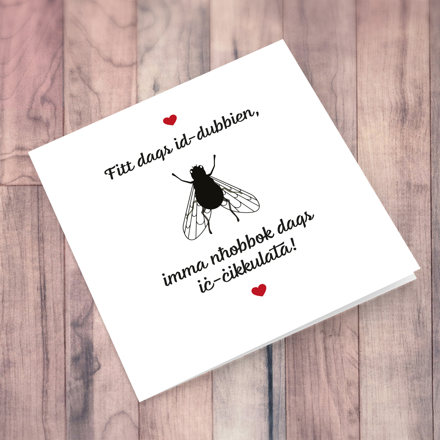 Funny fly Valentine's Card in Maltese