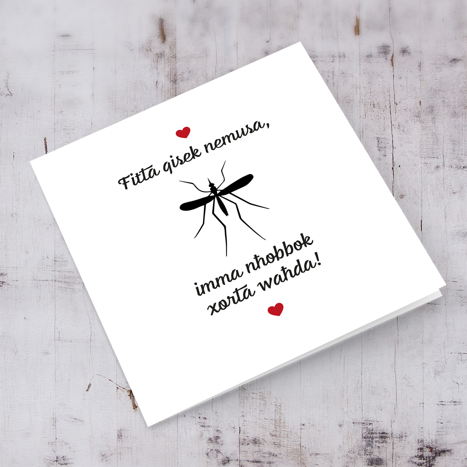 Funny mosquito Valentine's Card in Maltese