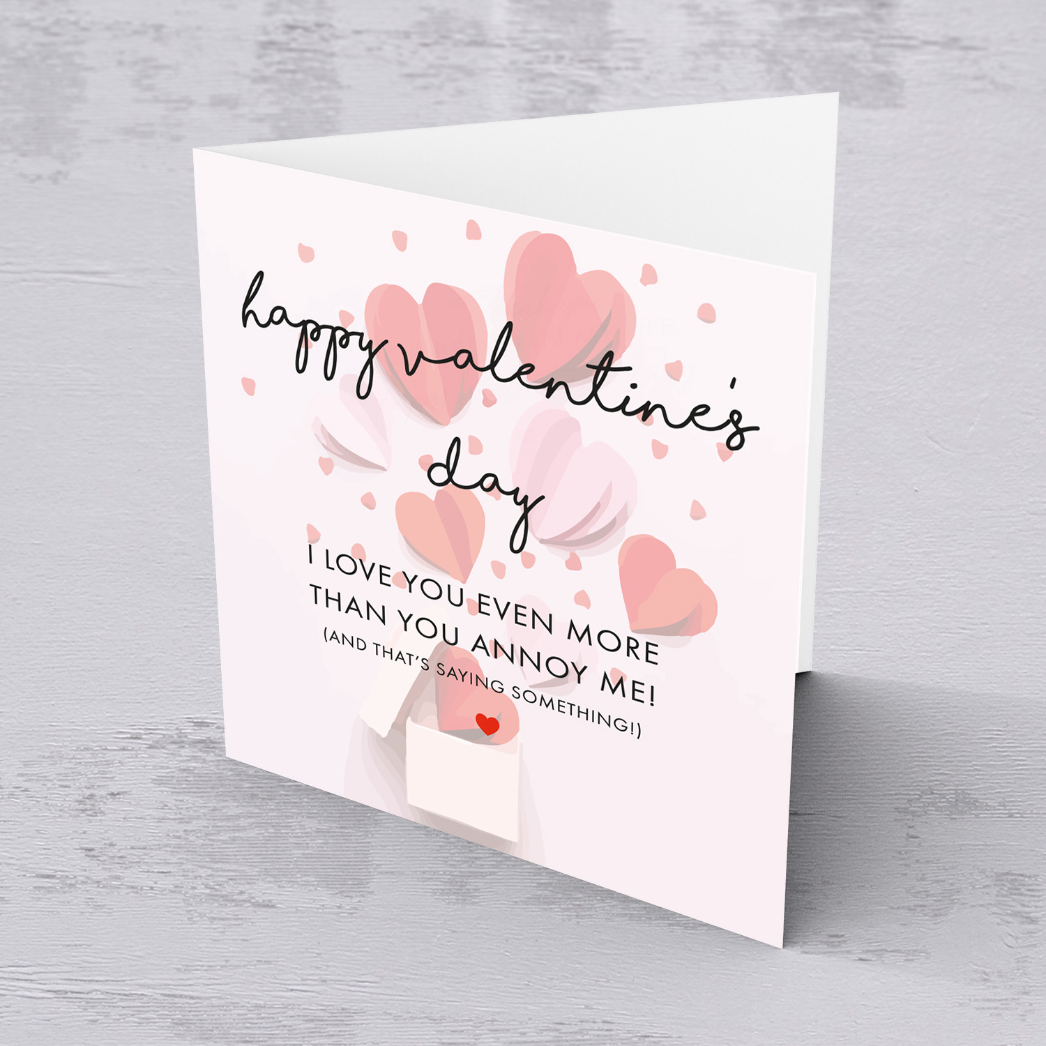 Funny Valentine's Card with scattered hearts in English