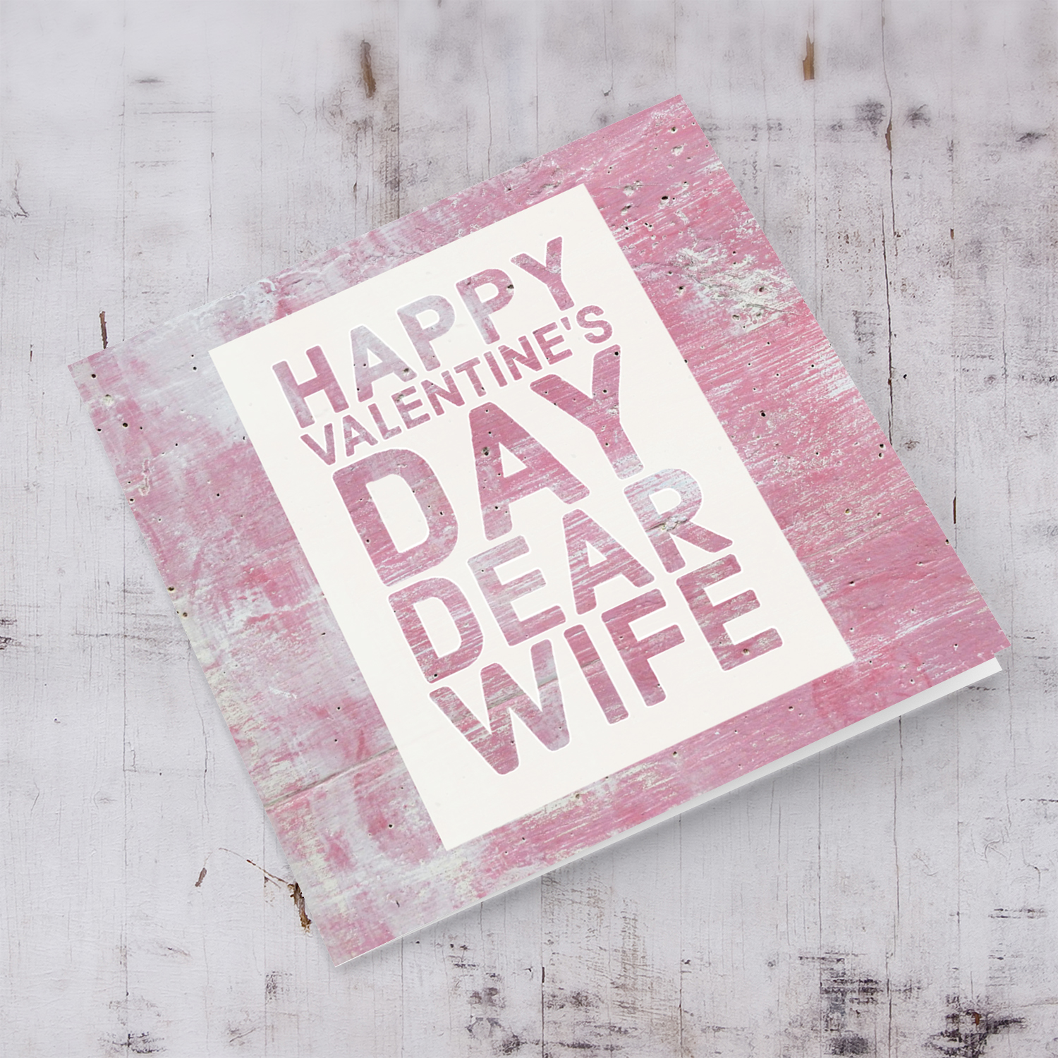 Wife Valentine's Day card with pinkish background in English