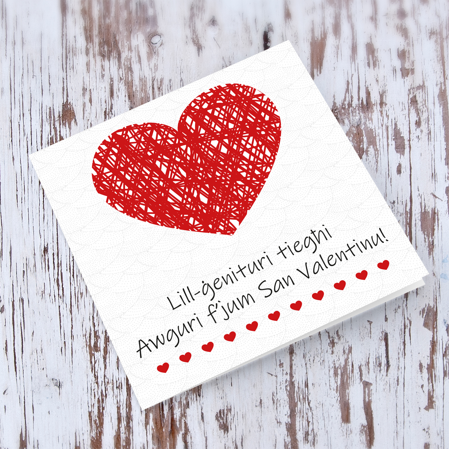 Valentine's card for parents with big red heart in Maltese