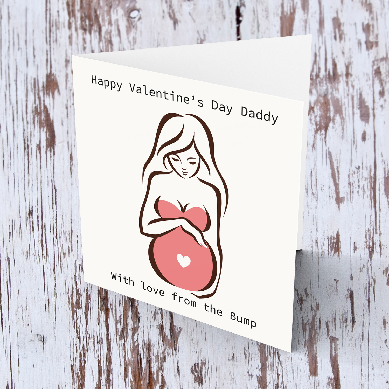 Valentines card for daddy (in pink) with love from the bump in English