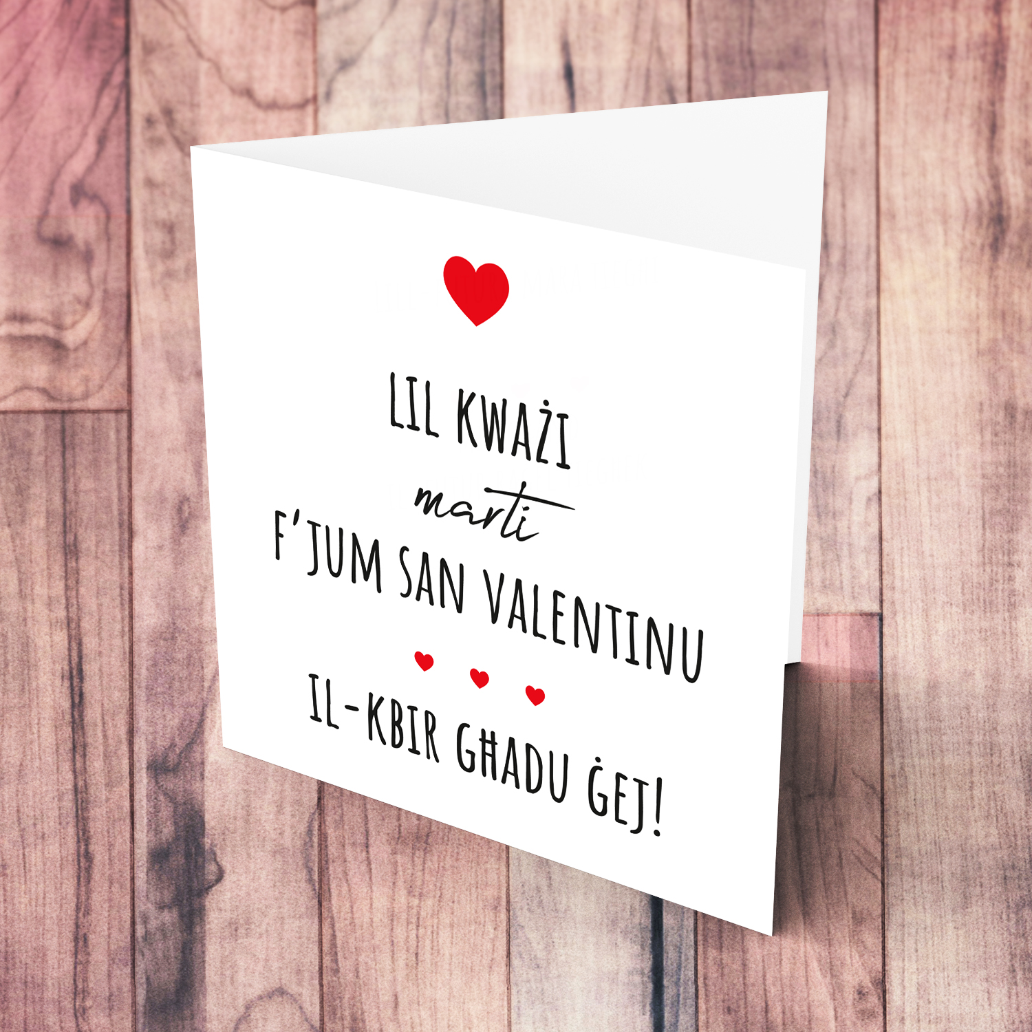 Almost wife Valentine's Day card in Maltese