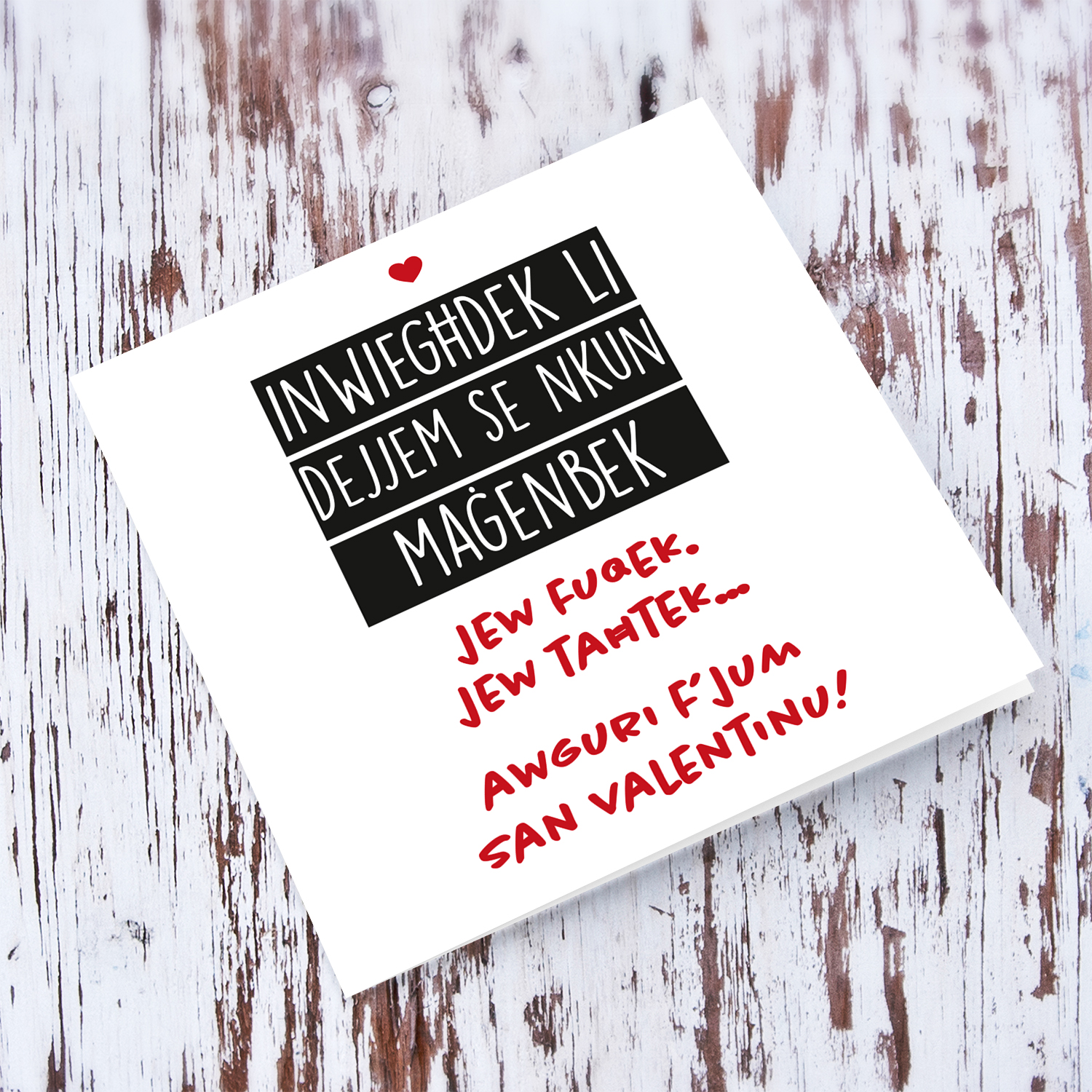 Funny Valentine's Card for partner / wife / husband / boyfriend / girlfriend in Maltese