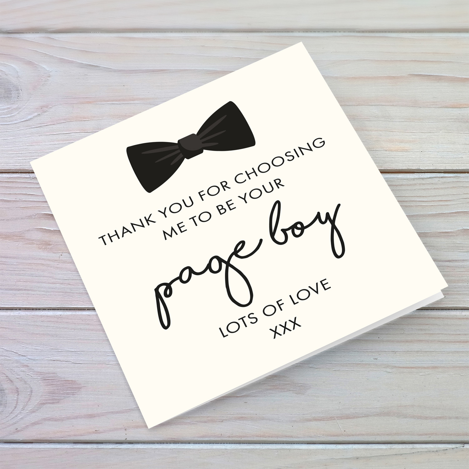 Cute bow pageboy card (from pageboy to couple) Wedding card in English