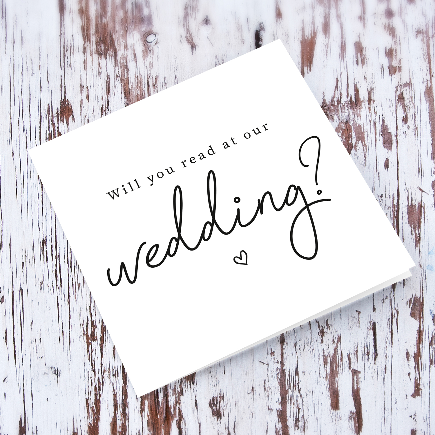 Will you read at our wedding? Bridal party card in English