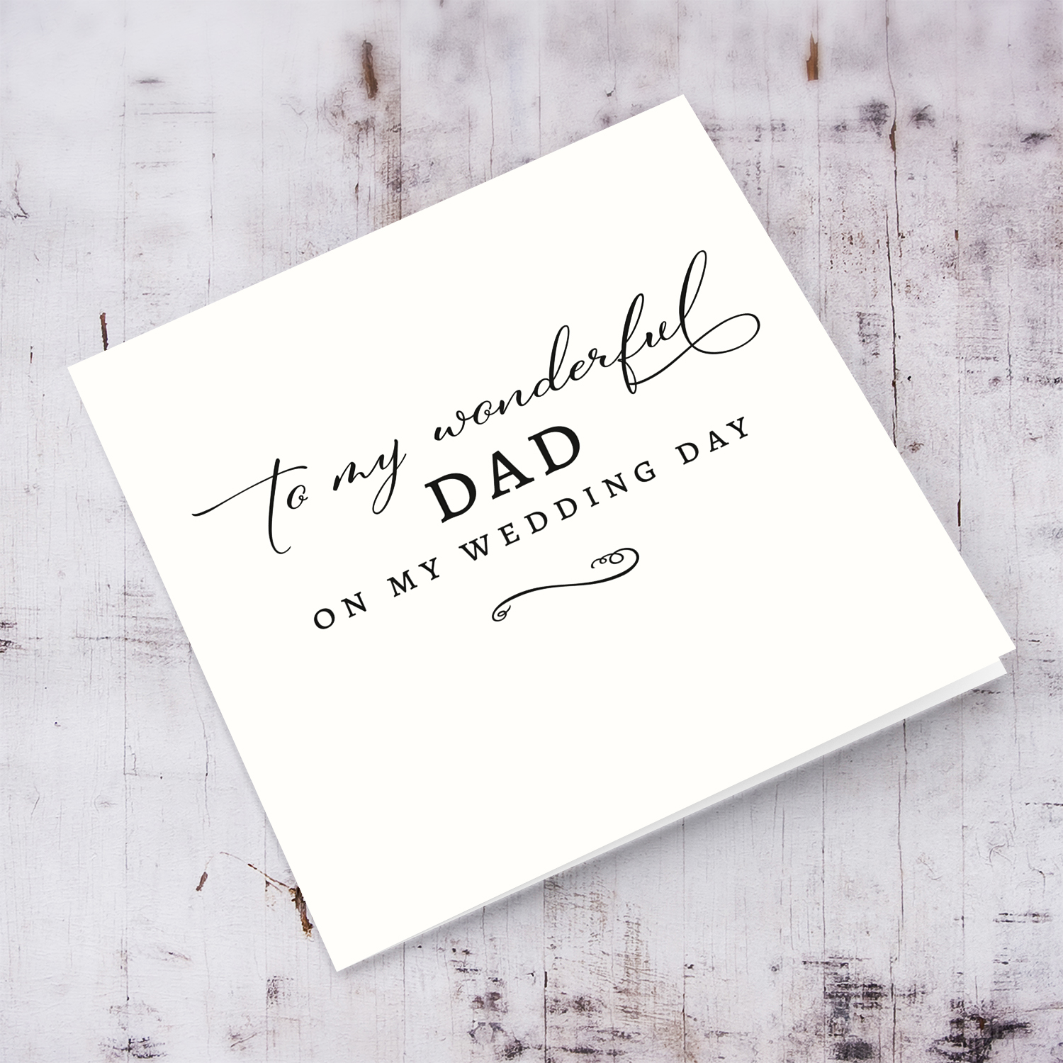 Minimalist Thank you card for "my wonderful dad" on my wedding day, in plain light cream background and black text in English