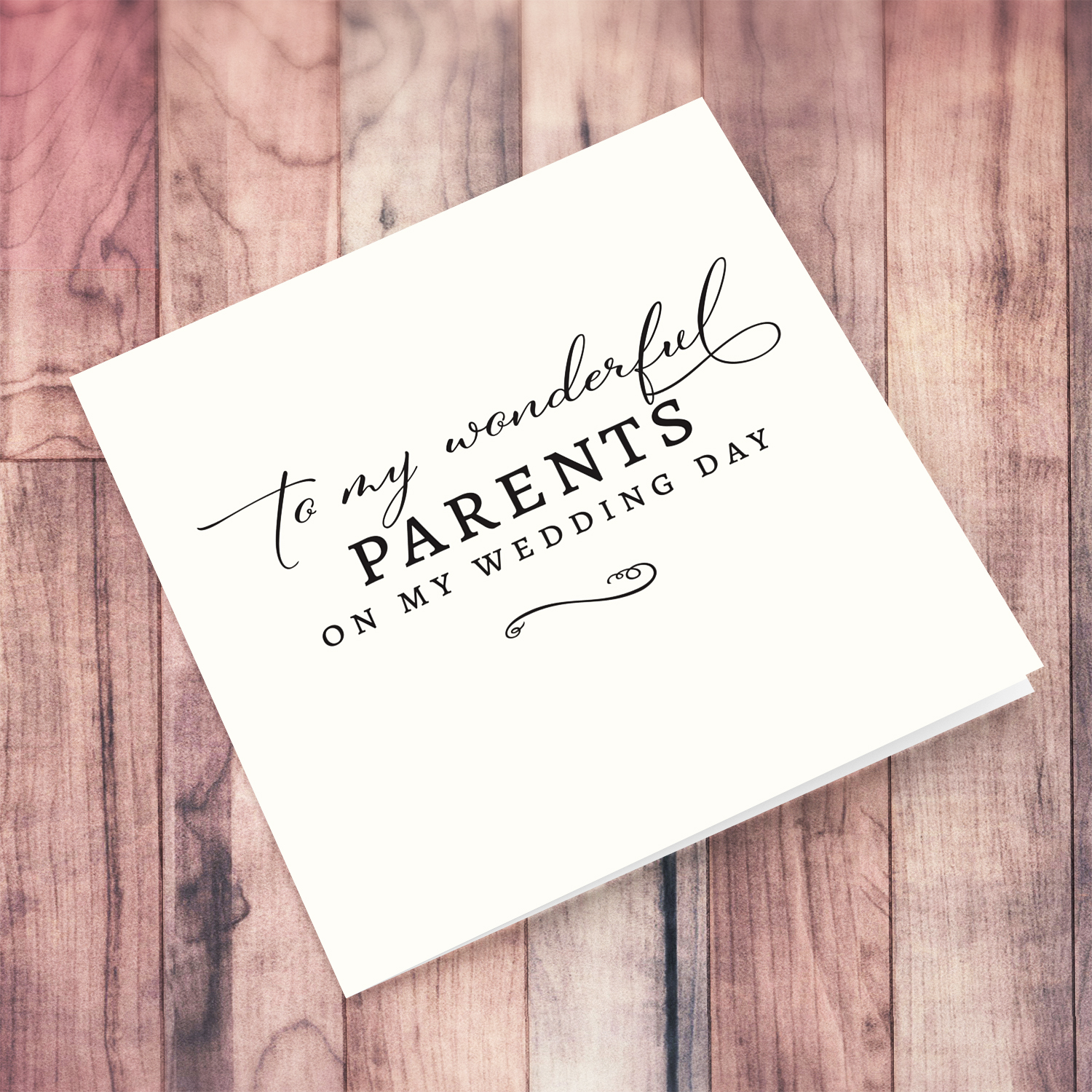 Minimalist Thank you card for "my wonderful parents" on my wedding day, in plain light cream background and black text in English