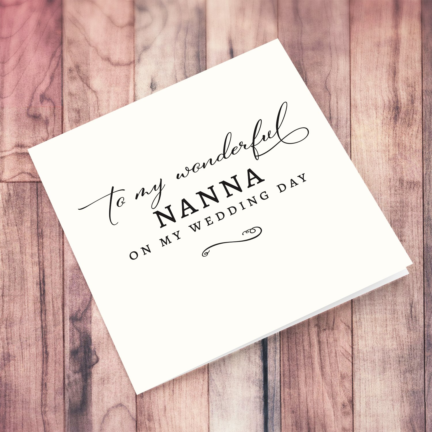 Minimalist Thank you card for "my wonderful nanna" on my wedding day, in plain light cream background and black text in English