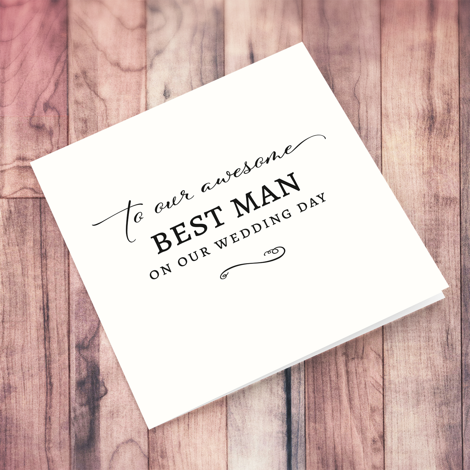 Minimalist Thank you card for "my wonderful best man" on our wedding day, in plain light cream background and black text in English