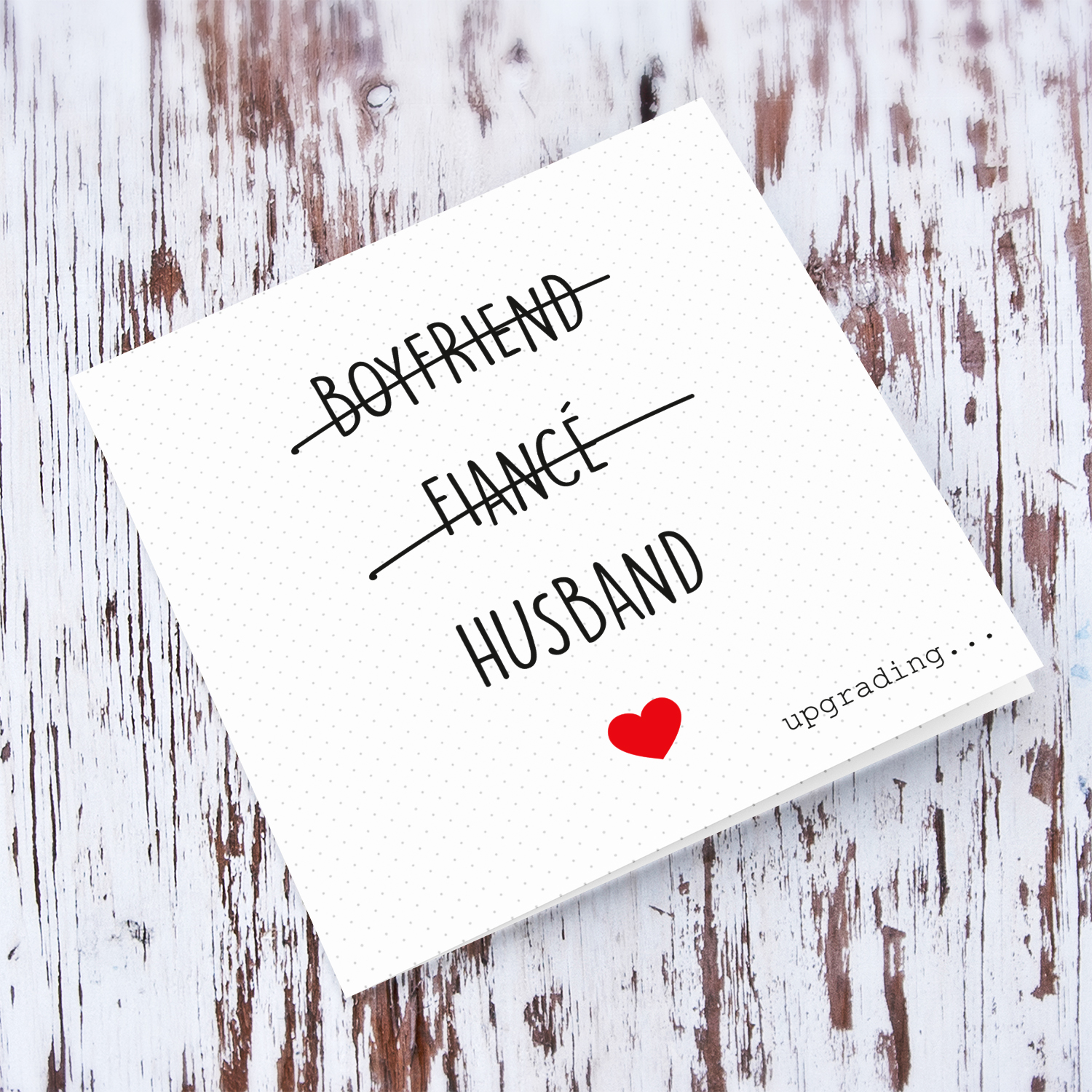 Boyfriend, Fiancé, Husband... loading wedding card in English