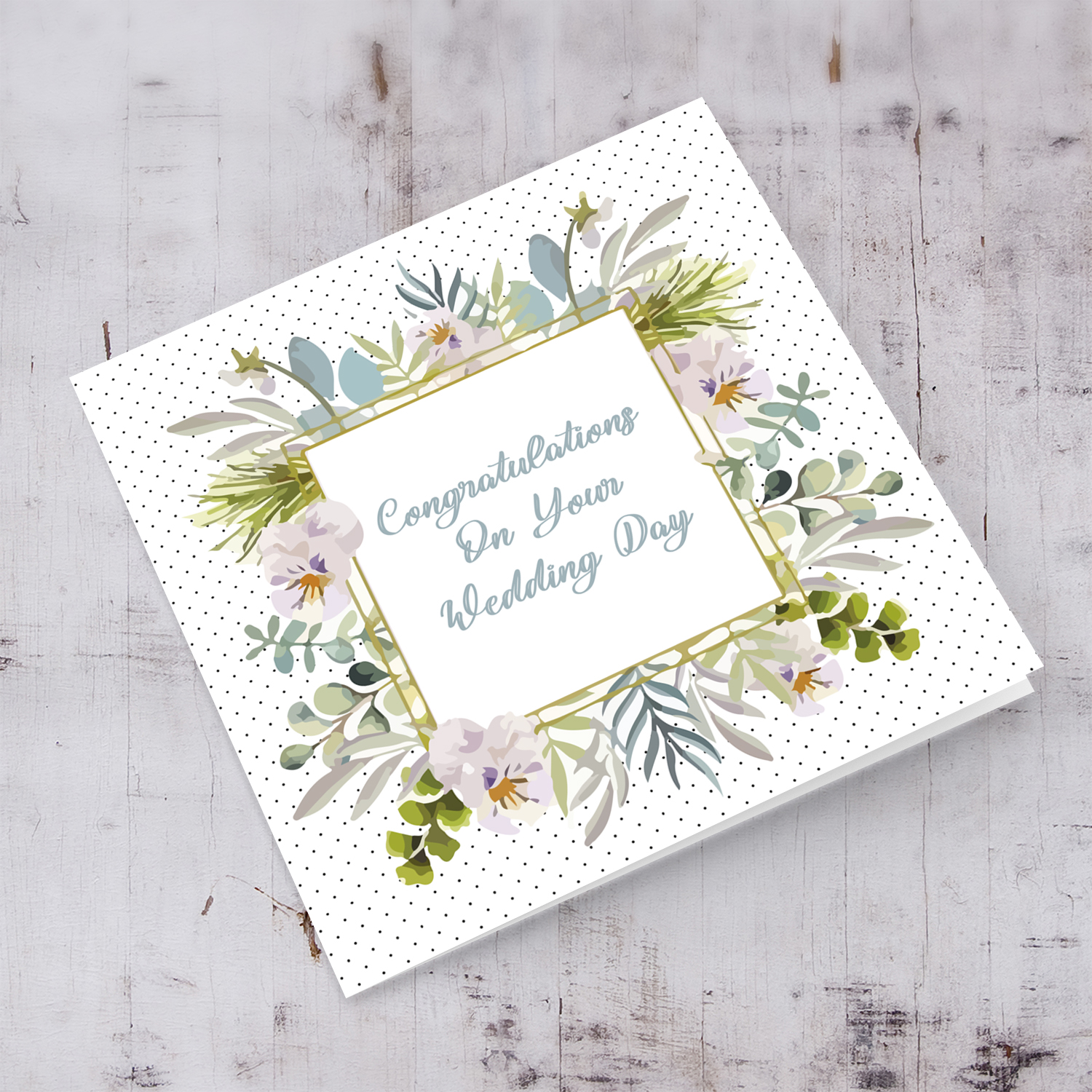 Floral themed wedding card in English