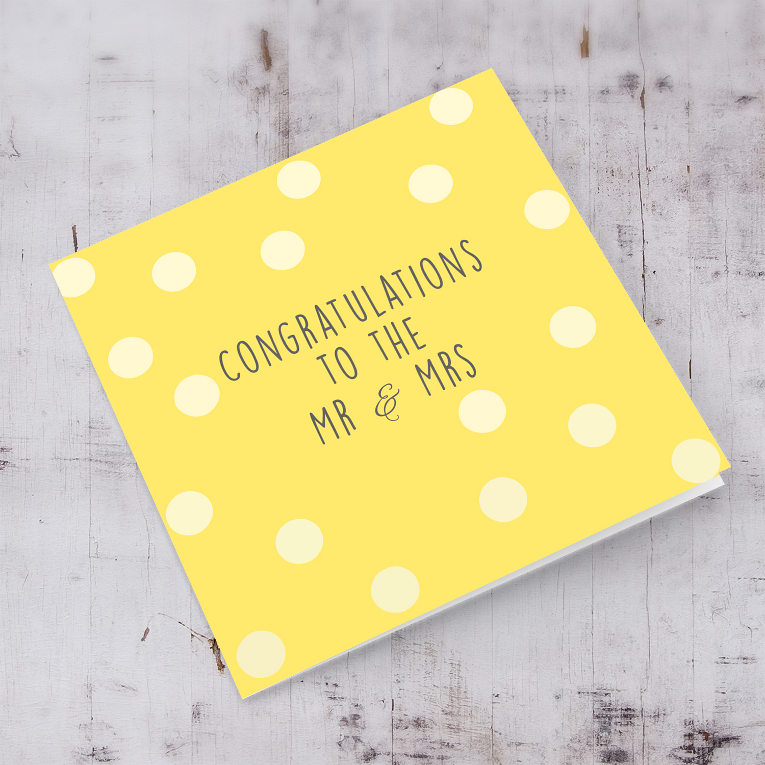 Yellow dotted Wedding Card in English
