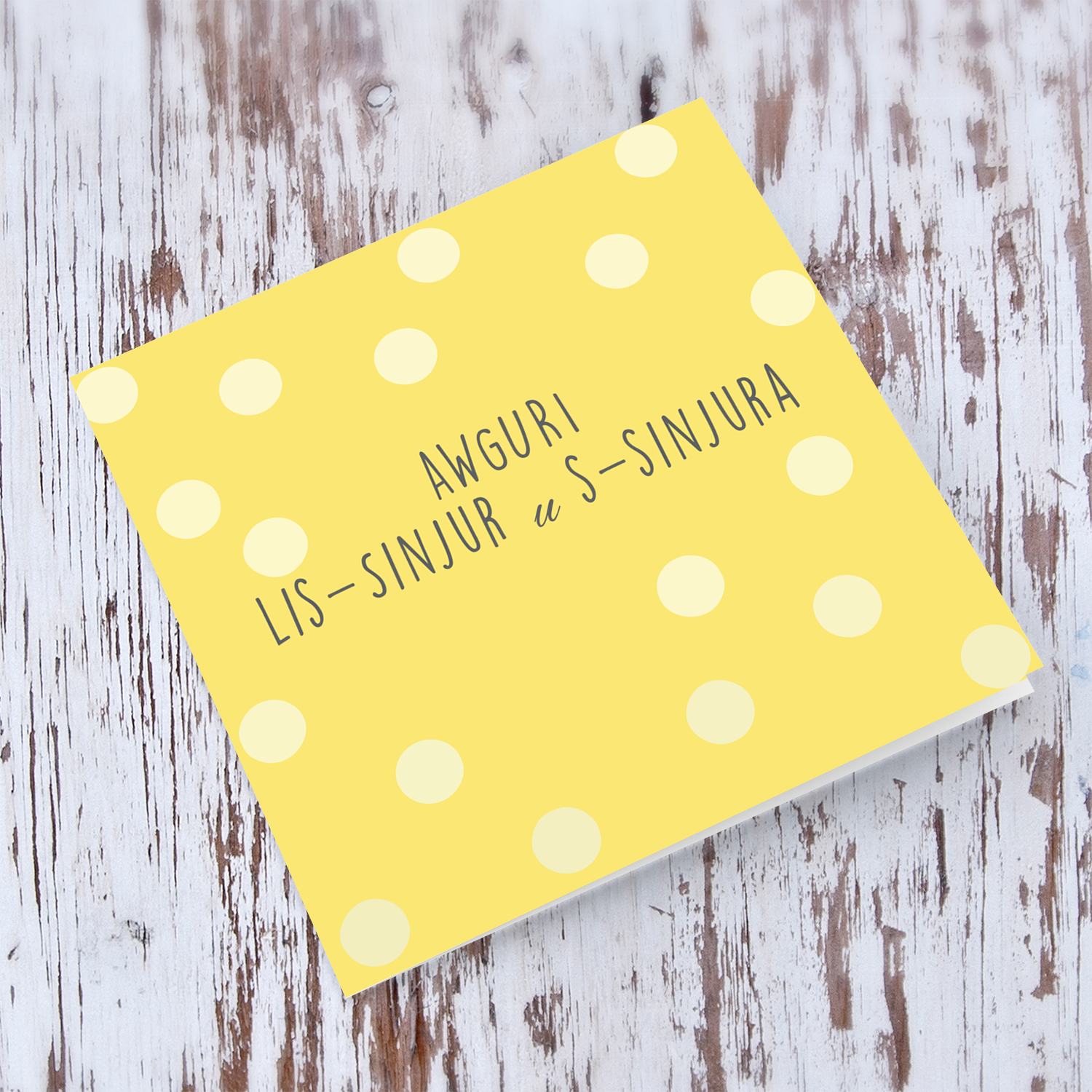 Yellow dotted Wedding Card in Maltese