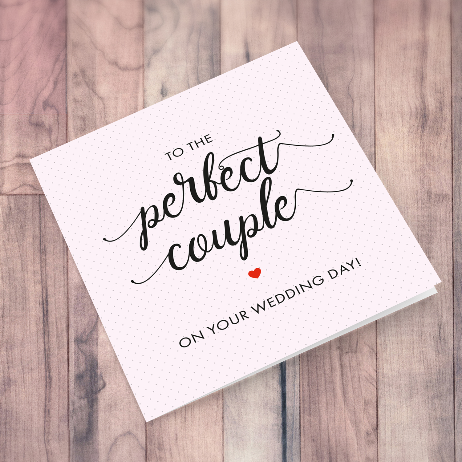 Light pink dotted background wedding card in English