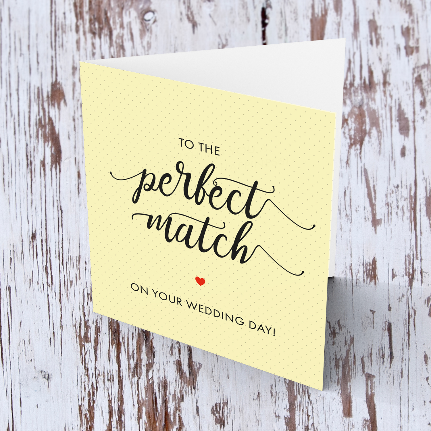 Light yellow dotted background wedding card in English