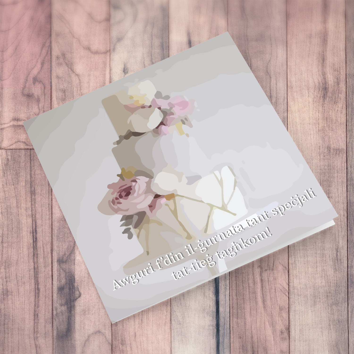 Wedding cake themed card in Maltese