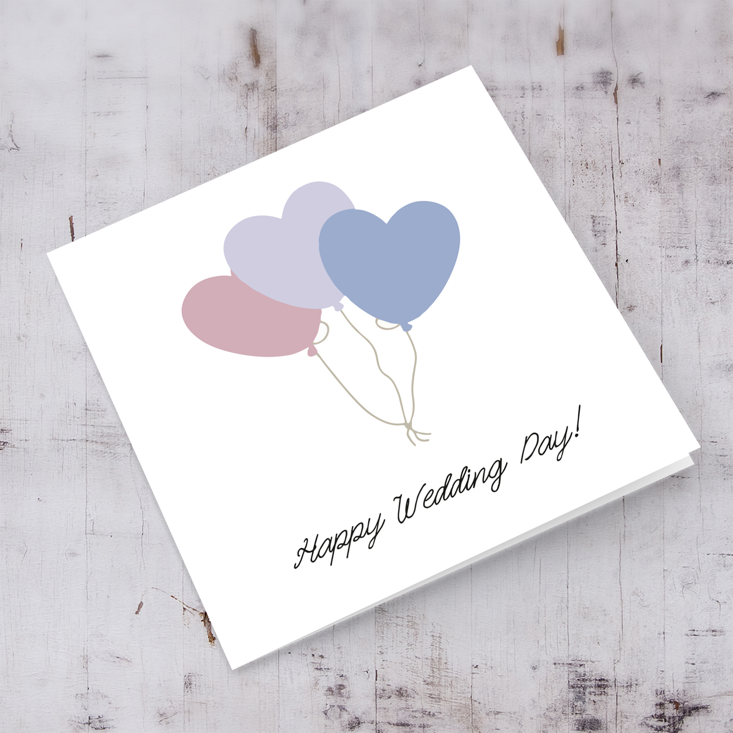 Balloon themed wedding card in pastel colours in English