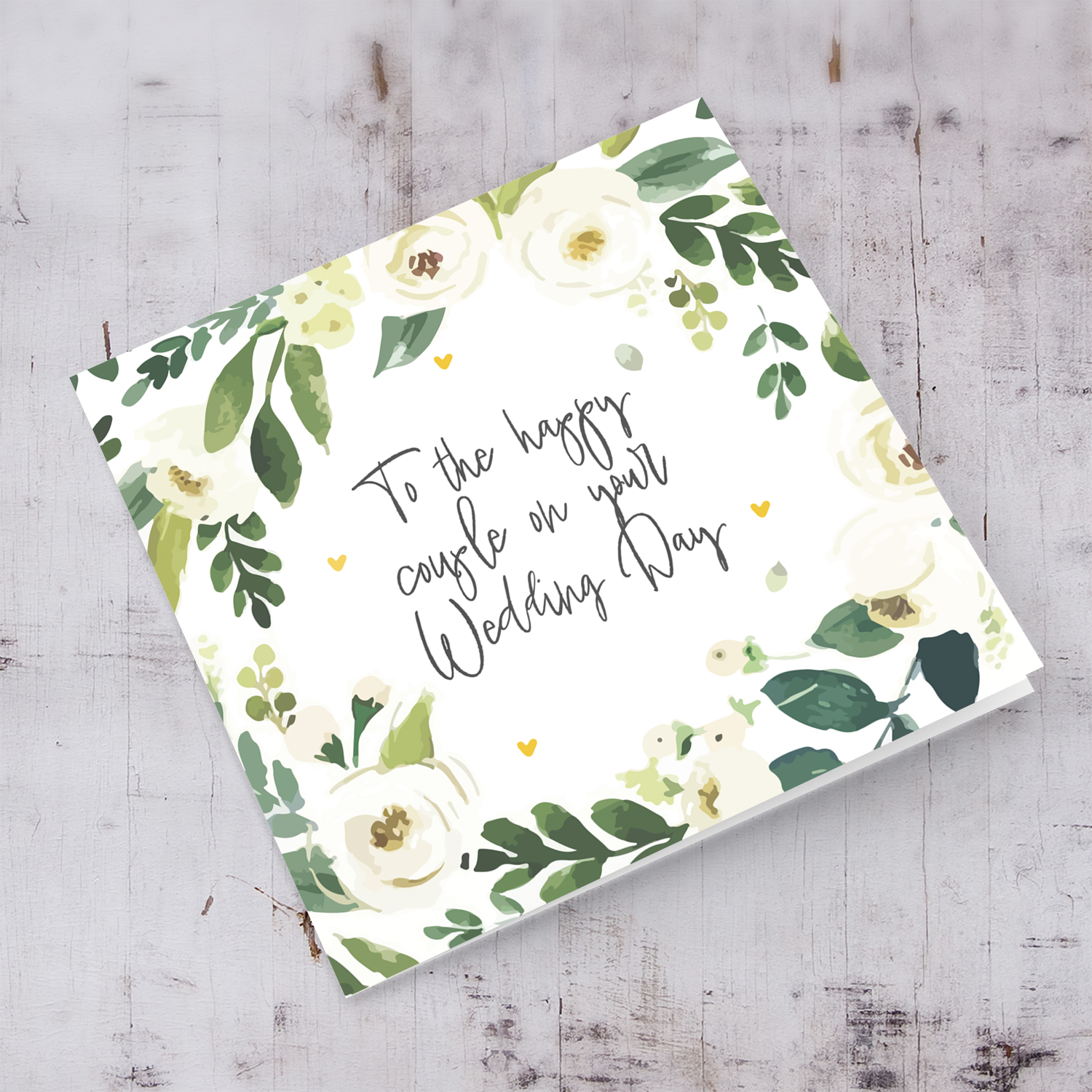 Floral border with white flowers Wedding Card in English