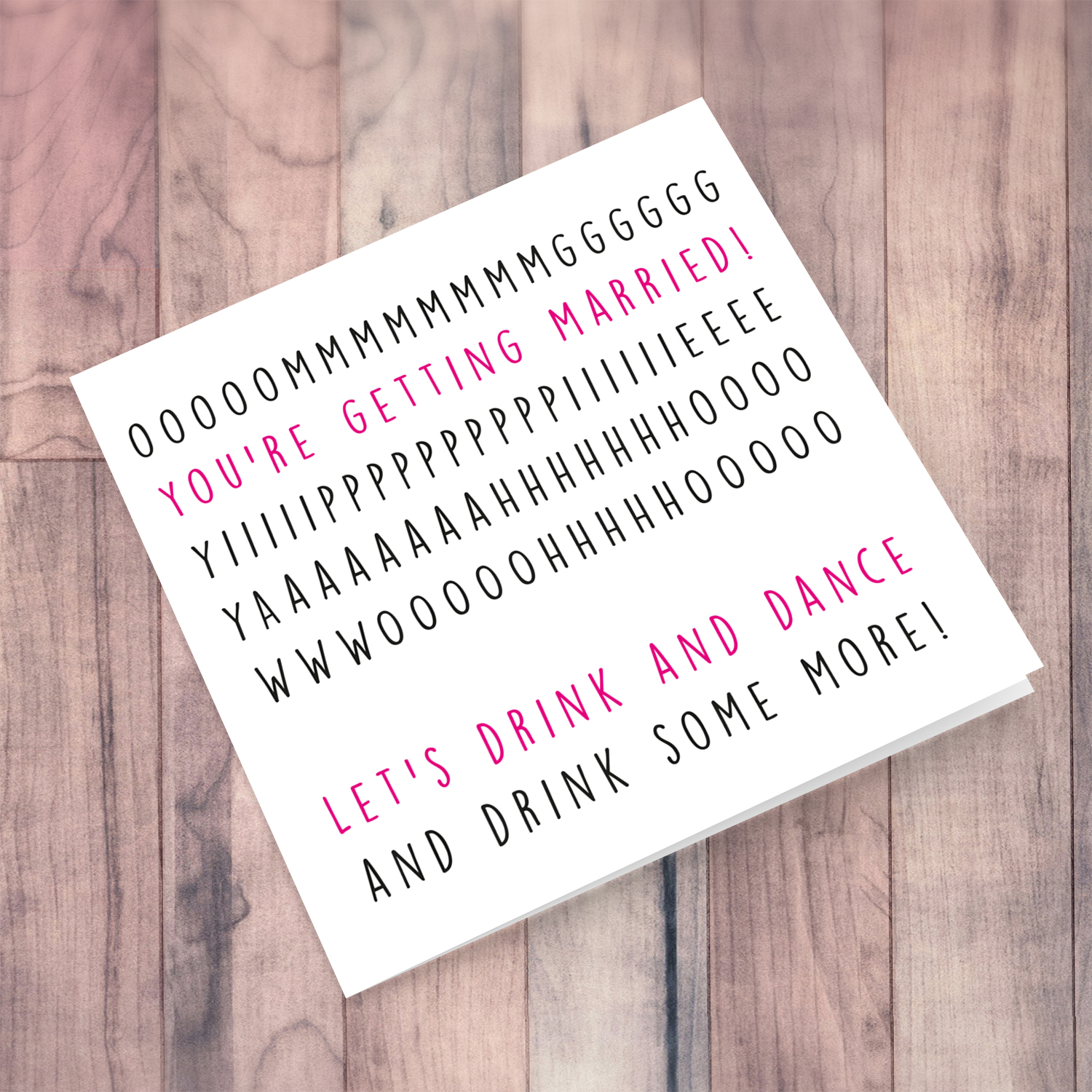 Cheerful & Funny wedding card in English