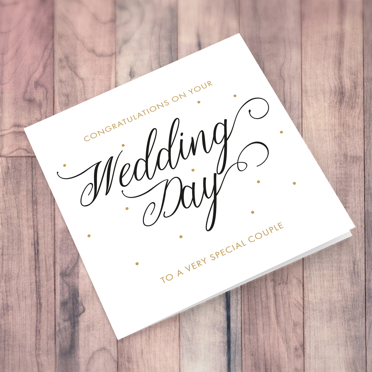Elegant and minimalist  wedding card in English in black and gold