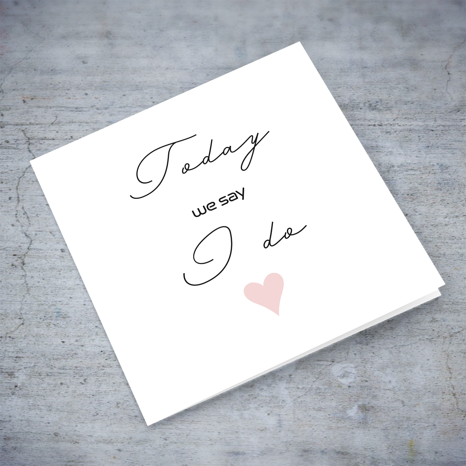 Minimalist wedding card with pink heart for wife / husband to be on Wedding Day in English
