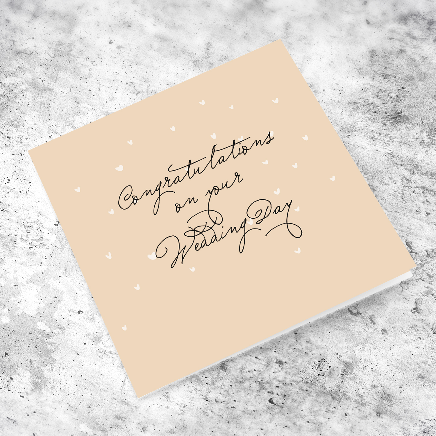 Congratulations on your Wedding Day minimalist wedding card with scattered hearts in English