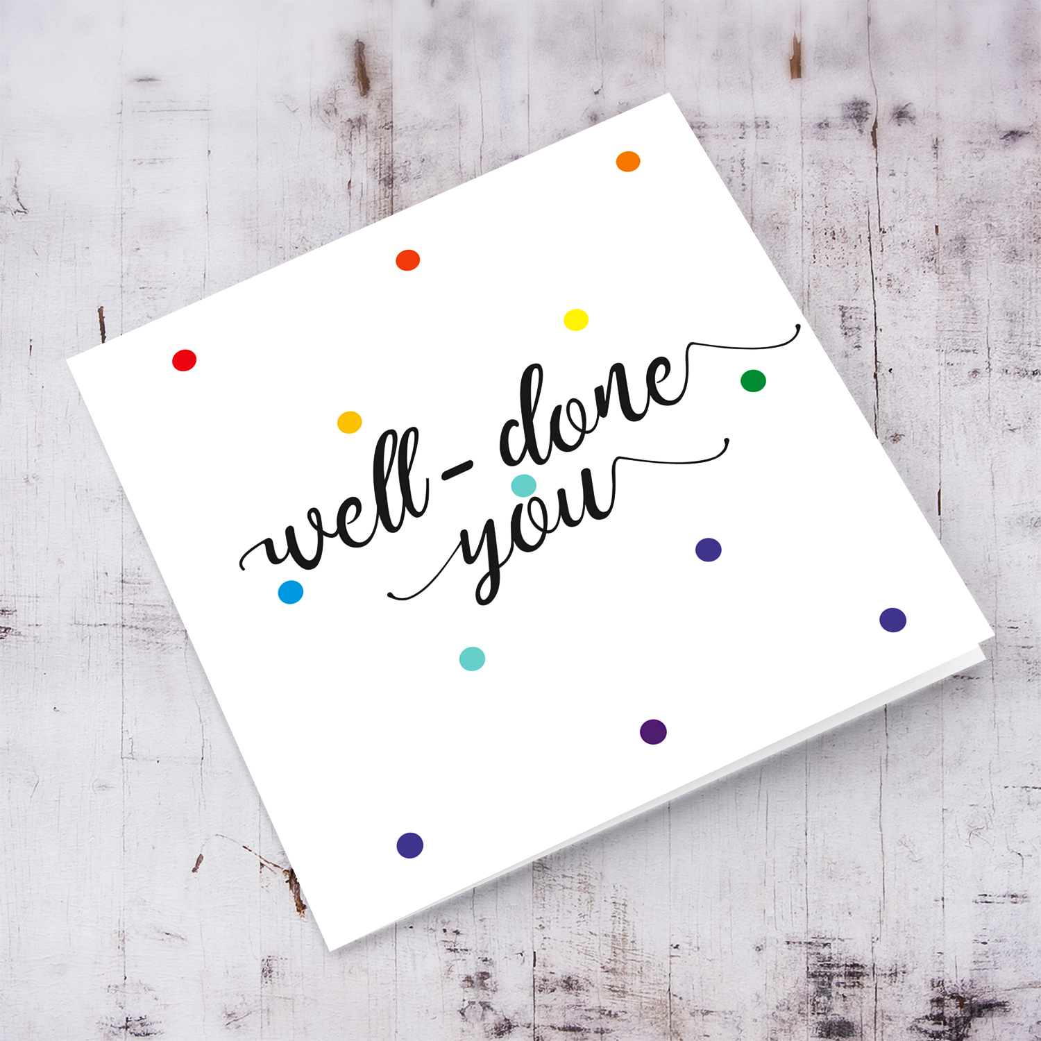 Cute colouful dots well done card in English